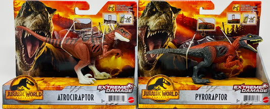 2 Pack Jurassic World Dominion Extreme Damage Pyroraptor & Atrociraptor