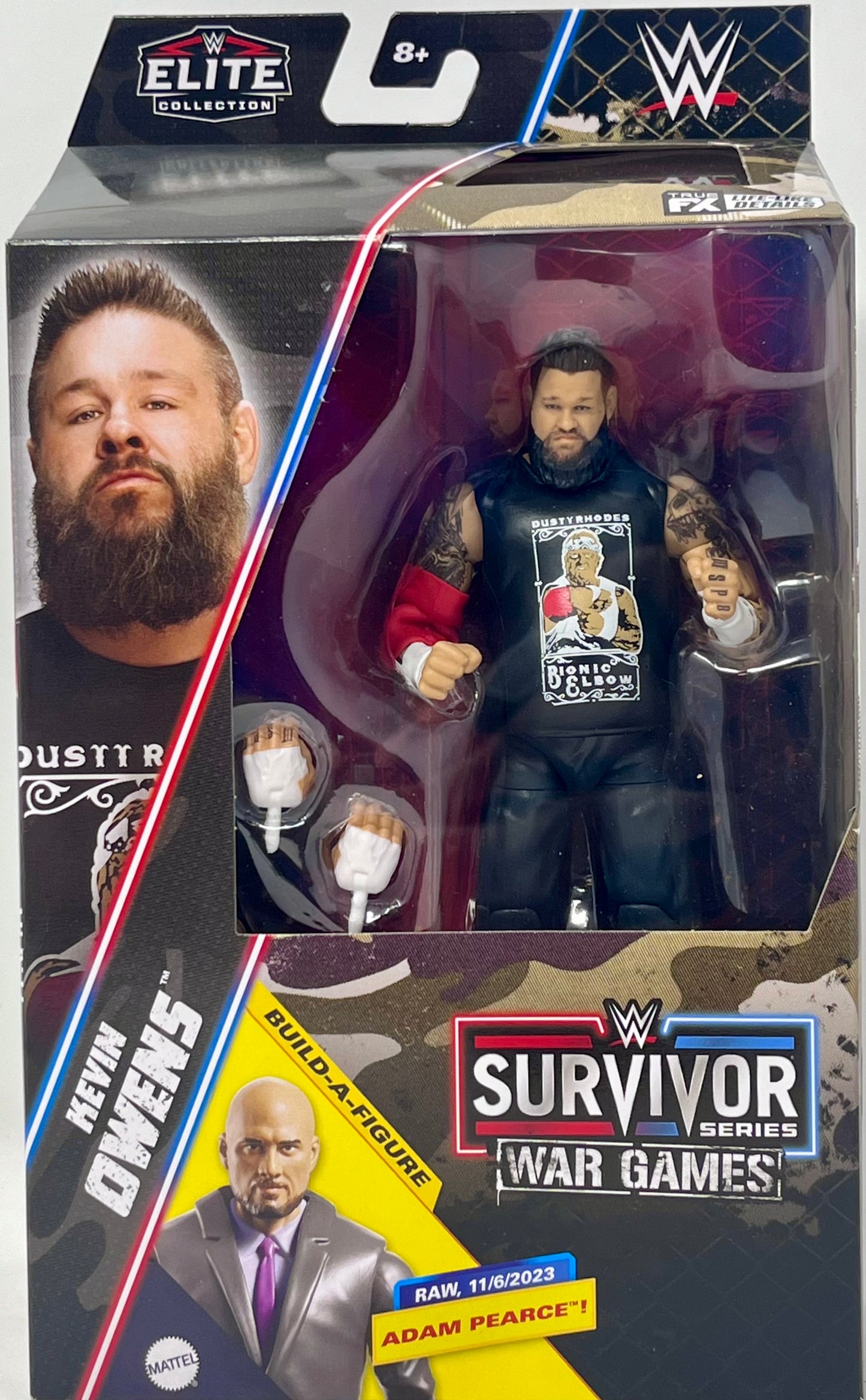 Mattel WWE Elite Collection Action Figure & Accessories, Premium Live Event Kevin Owens with Interchangeable Hands & Build-A-Figure Pieces