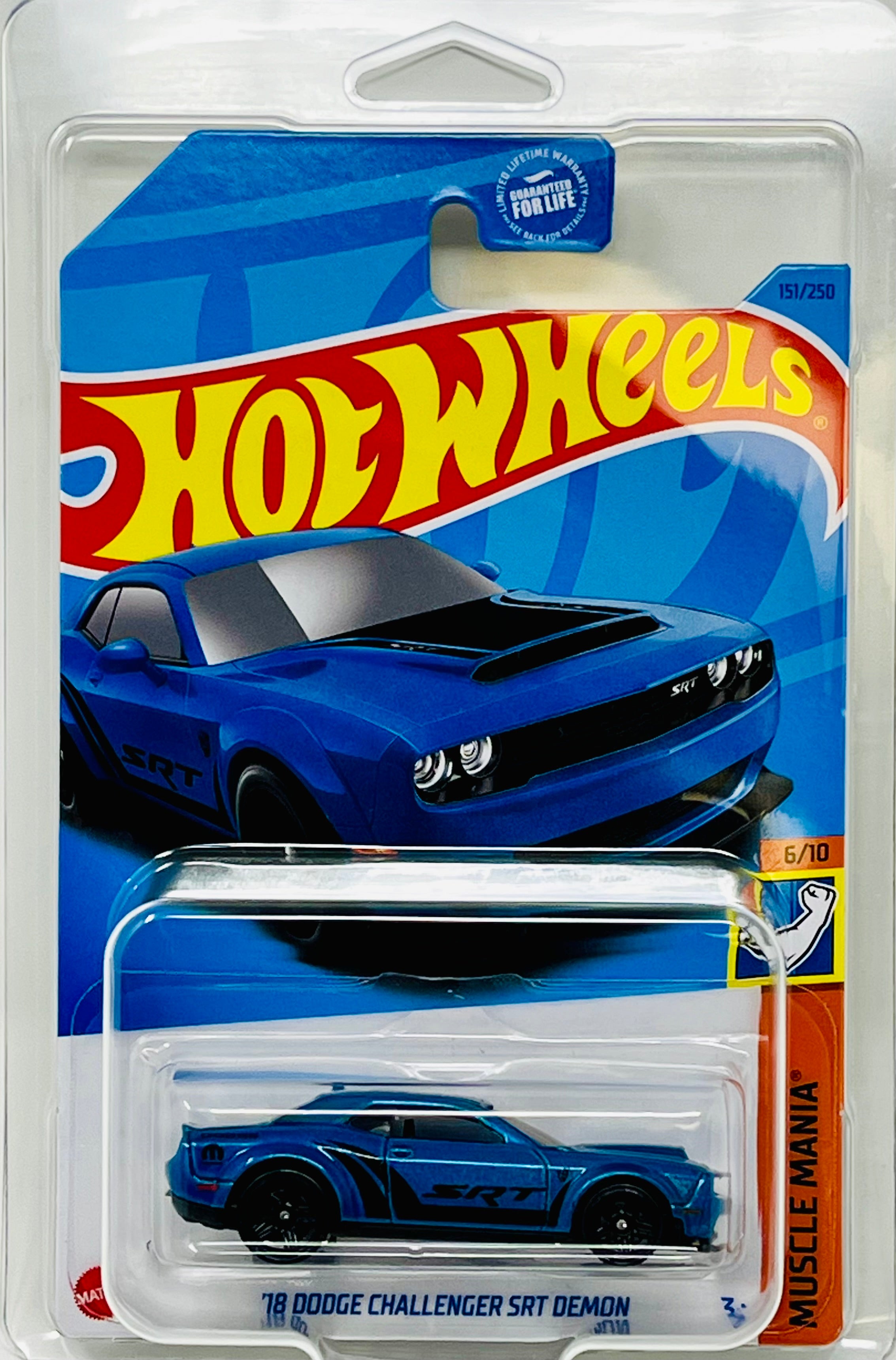 Hot Wheels Dodge Challenger SRT Demon Blue with Protector Toy Wrangler