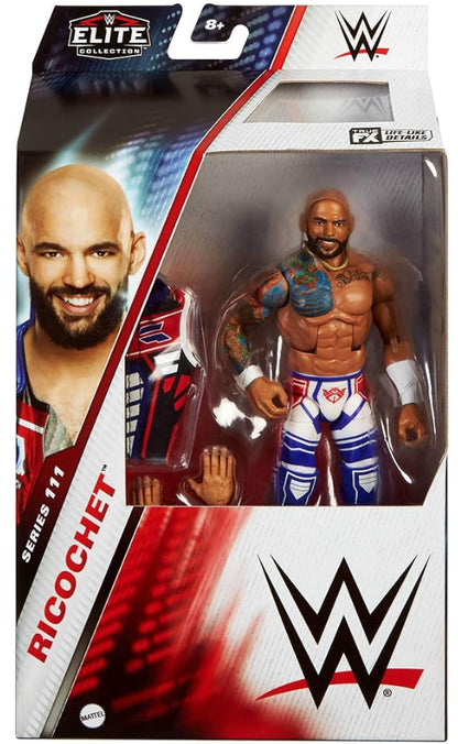 Mattel WWE Elite Action Figure & Accessories, 6-inch Collectible Ricochet with 25 Articulation Points, Life-Like Look & Swappable Hands