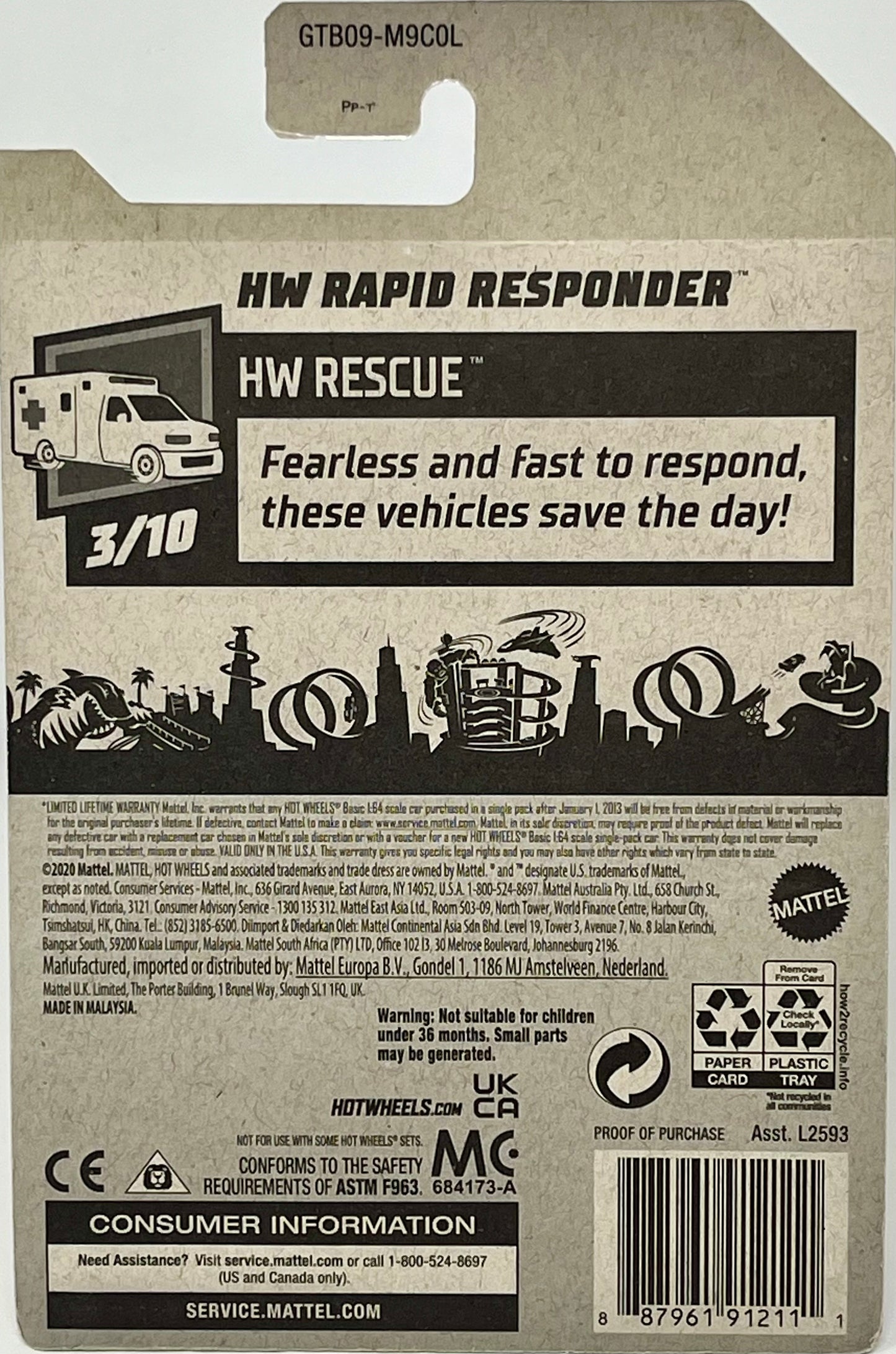 Hot Wheels - HW Rapid Responder Rescue 1 (Yellow) with Protector