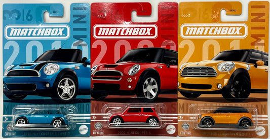 Matchbox 3 Pack 2010 Mini Cabrio 2003 Mini Cooper S 2011 Mini Countryman