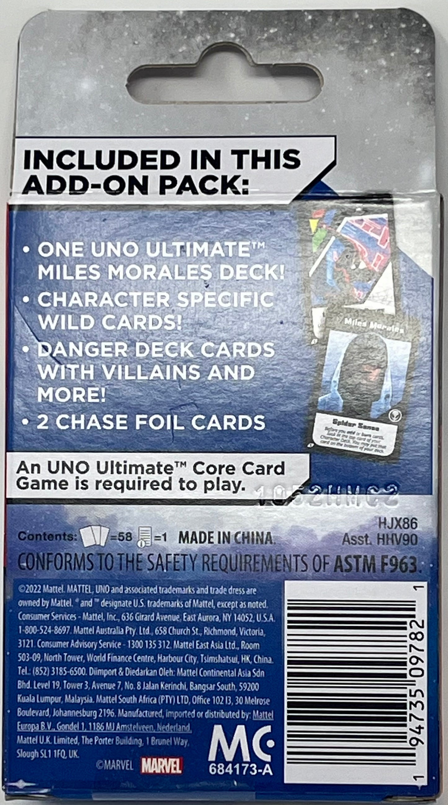 UNO UltimateMarvel Miles Morales Add-On Pack UNO Ultimate Card Game