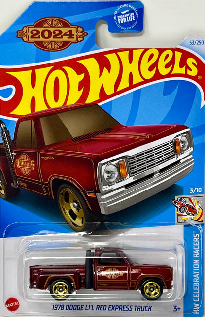 Hot Wheels 1978 Dodge Li'l Red Express Truck, HW Celebration Racers 3/10 [red] 53/250