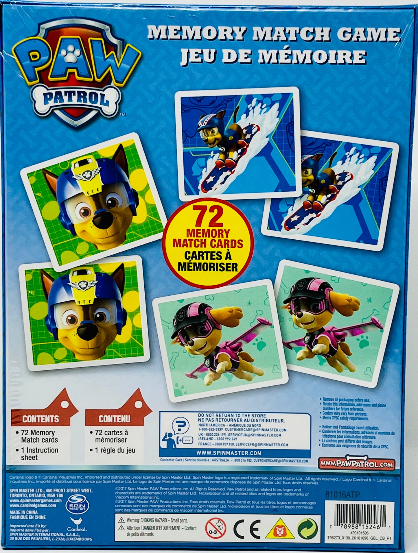 Memory Match Game PAW PATROL 72 Cards Educational Learning