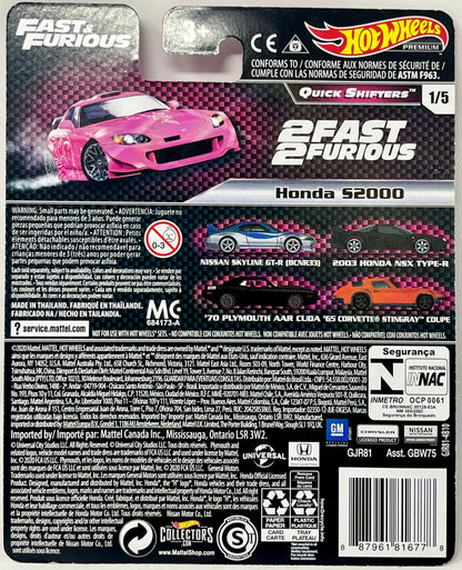 Hot Wheels 2020 Premium Fast & Furious Quick Shifters 1/5 Honda S2000 (Pink)