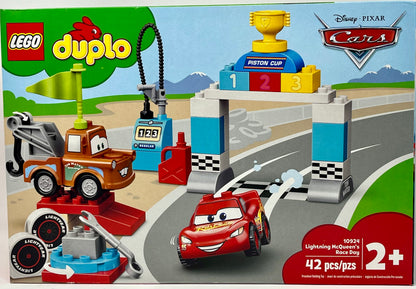 LEGO DUPLO Disney and Pixar Cars Lightning McQueen's Race Day 10924 Toddler Toy with Lightning McQueen and Mater; Great Gift for Kids Who Love Race Car Toys and Tow Trucks (42 Pieces)