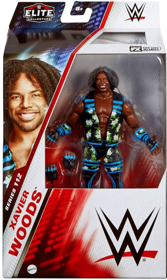 Mattel WWE Elite Action Figure & Accessories, 6-inch Collectible Xavier Woods with 25 Articulation Points, Life-Like Look & Swappable Hands