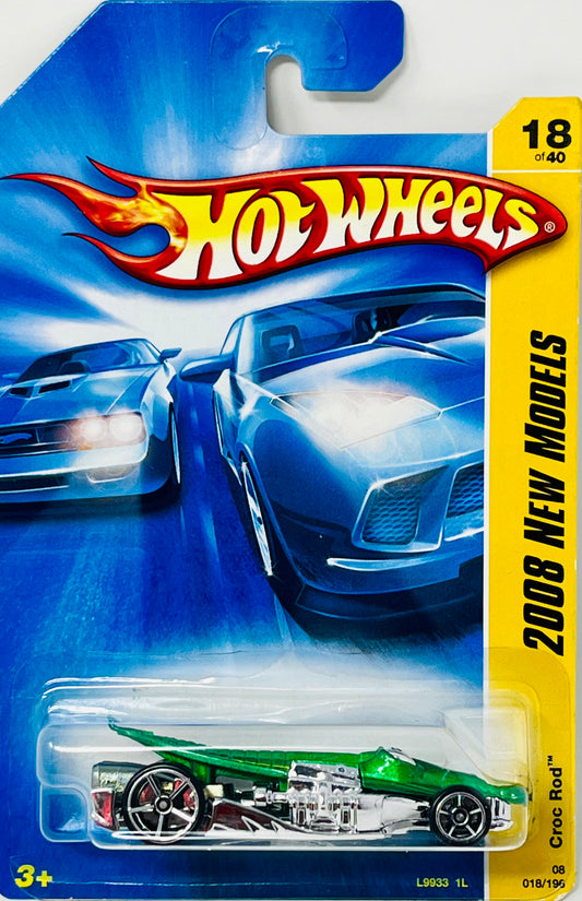 Hot Wheels CROC ROD Faster Than Ever {FTE} wheels, Crocodile Hot Rod Collector Green #18 1/64 2008