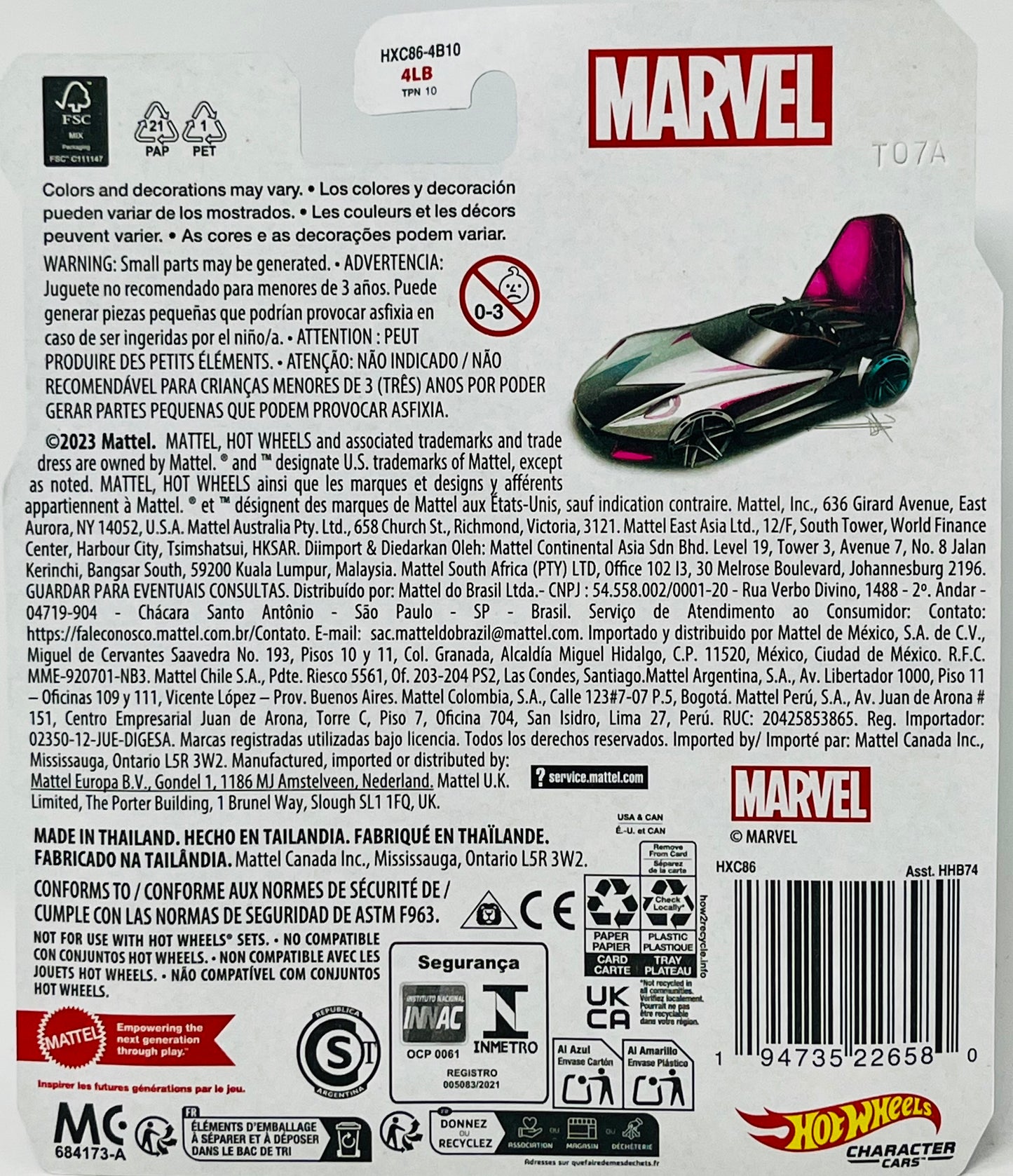 Hot Wheels Spider-Gwen Character Car, Gift for Kids 3 Years & up & Collectors