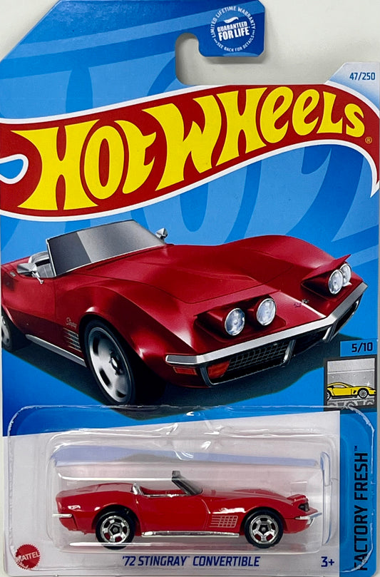 Hot Wheels '72 Stingray Convertible Red 47/250 Factory Fresh 5/10