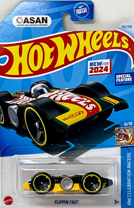 Hot Wheels Flipping Fast Green/Yellow 103/250 HW CELEBRATION RACERS 6/10 Autistic Self Advocacy Network