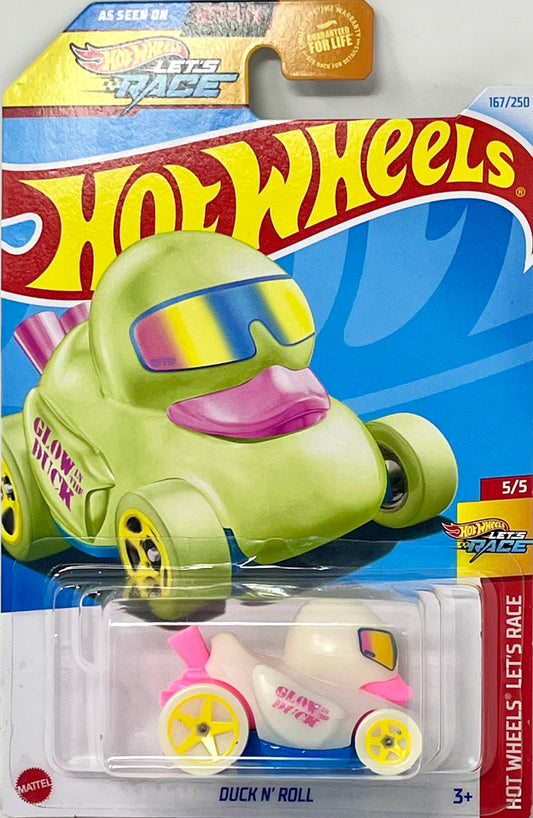 Hot Wheels Duck N' Roll 167/250 Glow in The Dark Race Car HOT WHEELS LET’s RACE 5/5