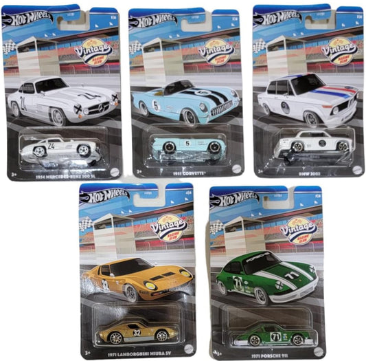 Hot Wheels 2024 Vintage Racing Club Set of 5 Diecast Vehicles