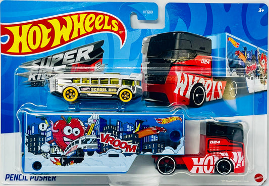 Hot Wheels Super Rigs Pencil Pusher Diecast Car (Blue & Red)