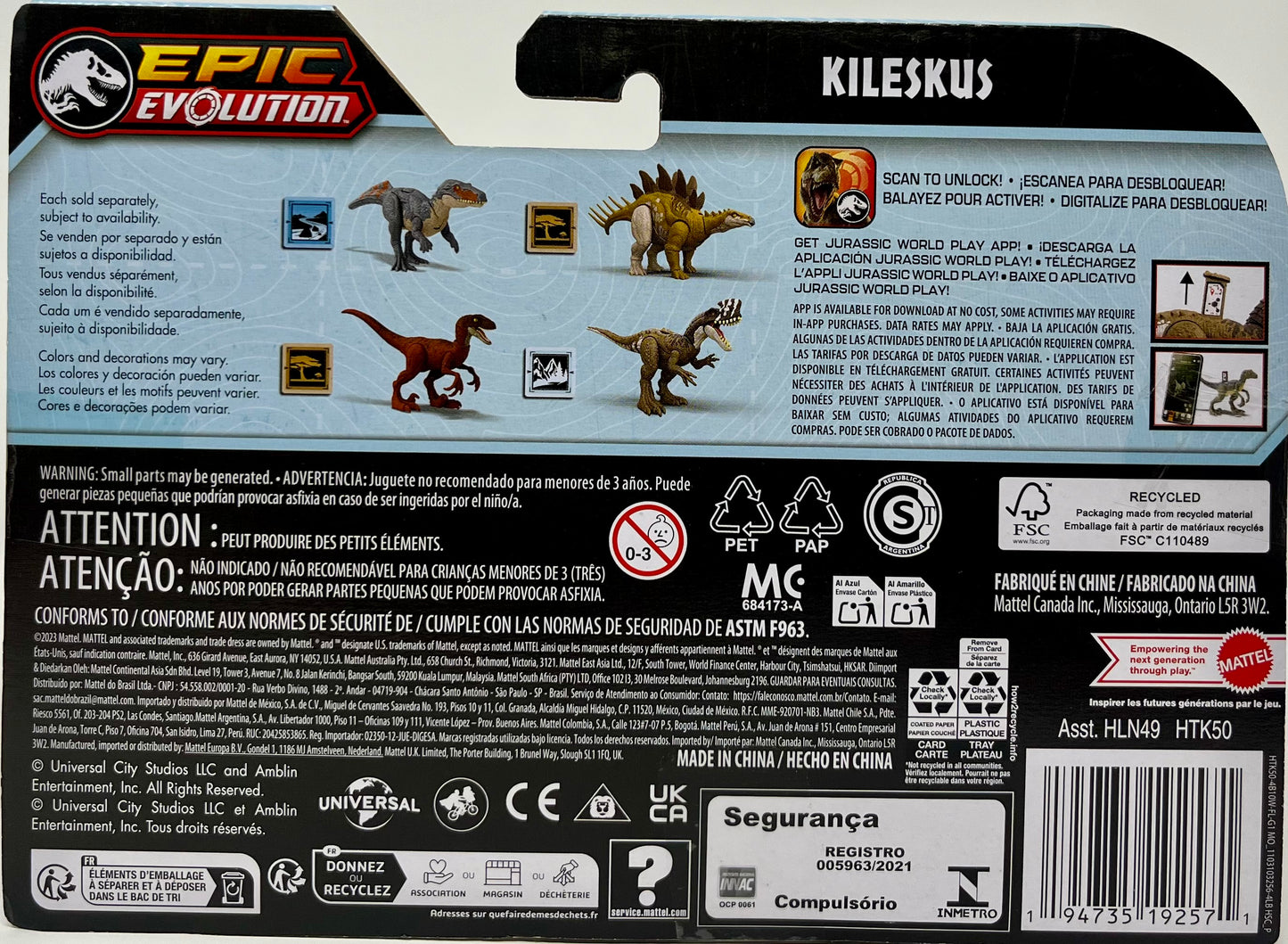 Jurassic World Epic Evolution Danger Pack Kileskus Figure