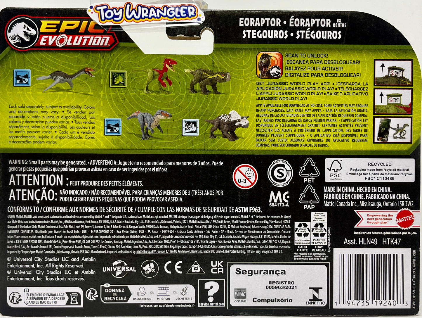 Jurassic World Epic Evolution Danger Pack Eoraptor vs Stegouros Figure