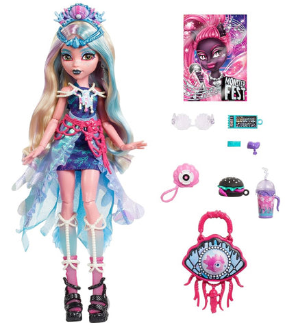 Monster High Monster Fest Doll, Lagoona Blue with Glam Outfit & Festival Themed Accessories Like Snacks, Band Poster, Statement Bag & More