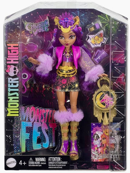 Monster High Monster Fest Doll, Clawdeen Wolf with Glam Outfit & Festival Themed Accessories Like Snacks, Band Poster, Statement Bag & More