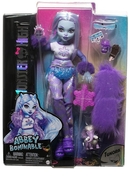 Monster High Doll, Abbey Bominable Yeti with Pet Mammoth Tundra & Accessories Including Furry Scarf & Snowflake Backpack