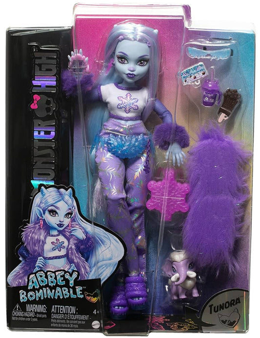 Monster High Doll, Abbey Bominable Yeti with Pet Mammoth Tundra & Accessories Including Furry Scarf & Snowflake Backpack