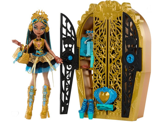 Monster High Skulltimate Secrets Doll & Accessories Set, Monster Mysteries Cleo De Nile with Dress-Up Closet & 19+ Surprises Including Clothes