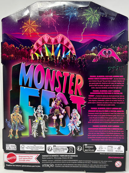 Monster High Monster Fest Doll, Frankie Stein with Glam Outfit & Festival Themed Accessories Like Snacks, Band Poster, Statement Bag & More