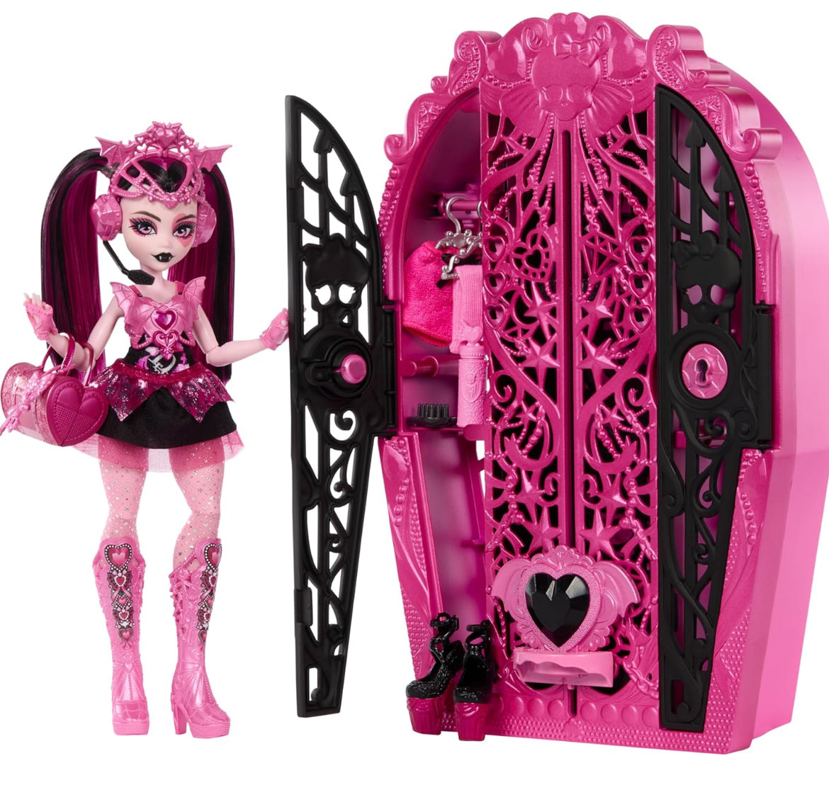 Monster High Skulltimate Secrets Doll & Accessories Set, Monster Mysteries Draculaura with Dress-Up Closet & 19+ Surprises Including Doll Clothes