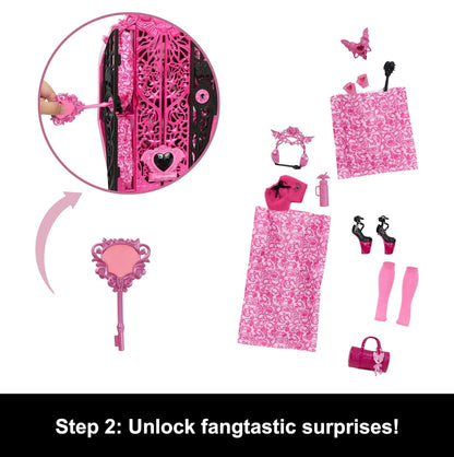 Monster High Skulltimate Secrets Doll & Accessories Set, Monster Mysteries Draculaura with Dress-Up Closet & 19+ Surprises Including Doll Clothes