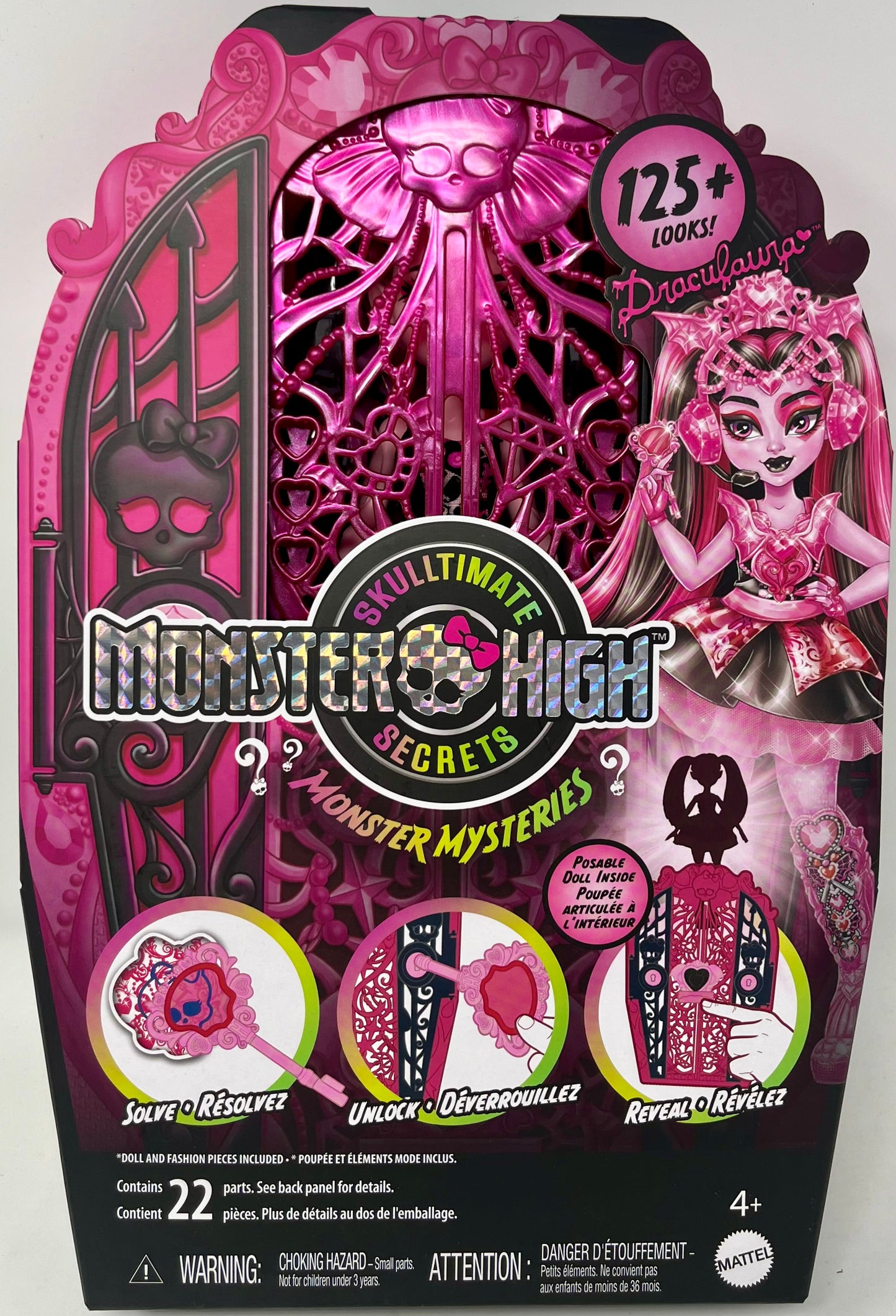 Monster High Skulltimate Secrets Doll & Accessories Set, Monster Mysteries Draculaura with Dress-Up Closet & 19+ Surprises Including Doll Clothes