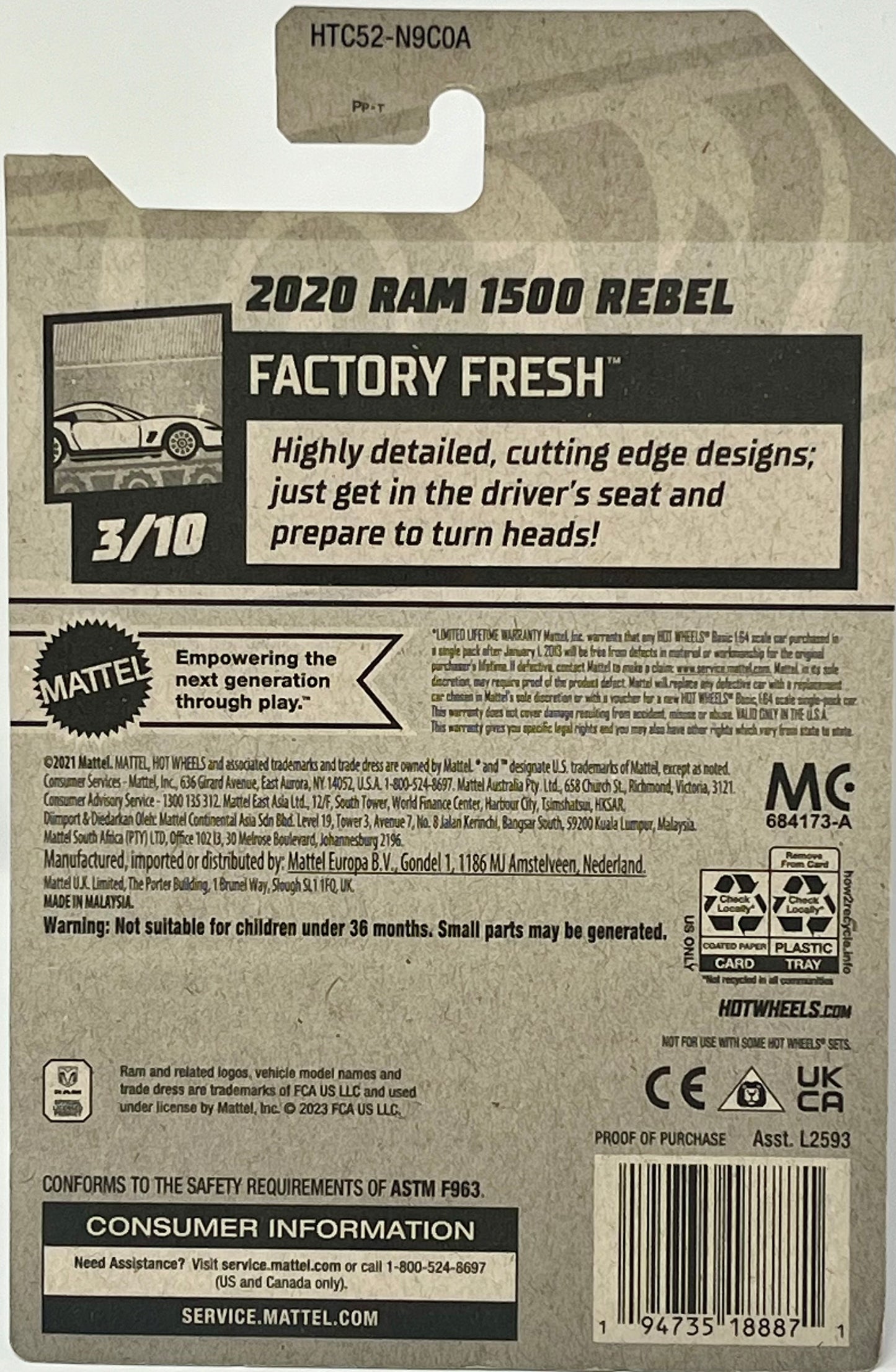 3X Hot Wheels 2020 Ram 1500 Rebel #24/250 Factory Fresh