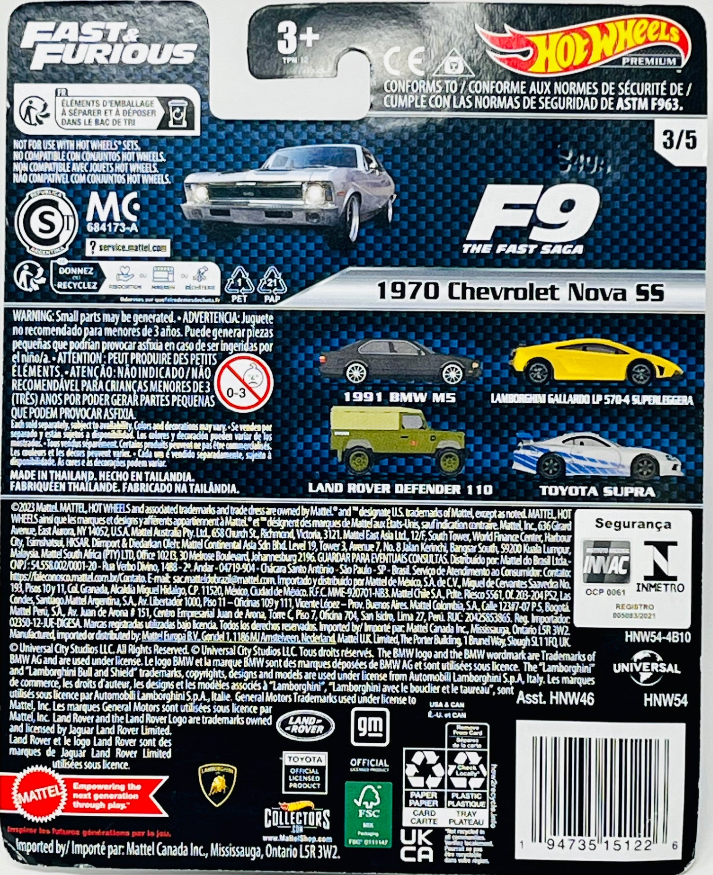 Hot Wheels Fast & Furious , 1970 Chevrolet Nova SS  F9