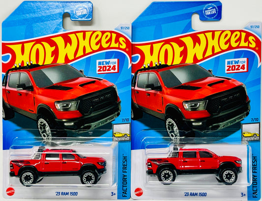 2 X Hot Wheels ‘23 Ram 1500 Rebel Red Pickup Truck HW Hot Trucks 4 Door