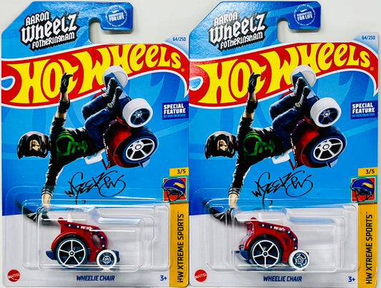 2 X 2024 Hot Wheels Wheelie Chair Hw Xtreme Sports 64/250 Red Aaron Wheelz