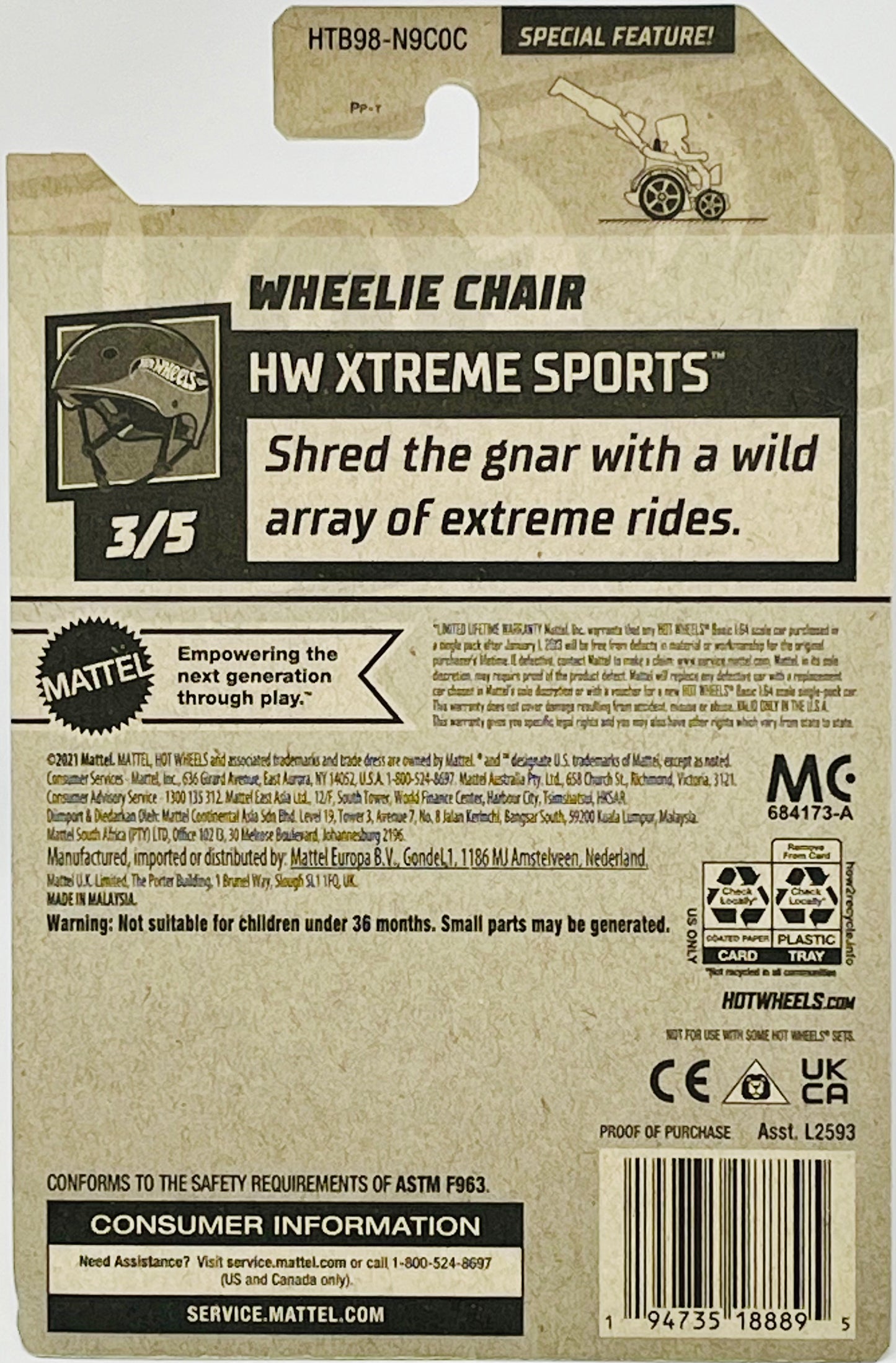 2 X 2024 Hot Wheels Wheelie Chair Hw Xtreme Sports 64/250 Red Aaron Wheelz