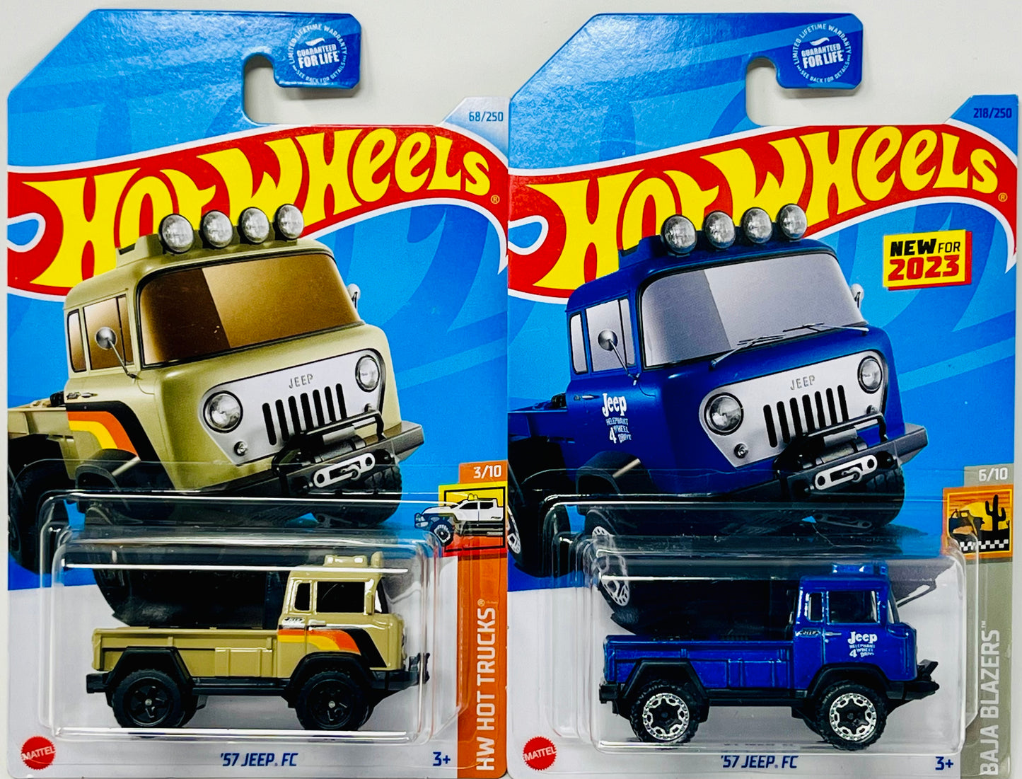 Hot Wheels '57 Jeep FC Blue #218 & Tan #68