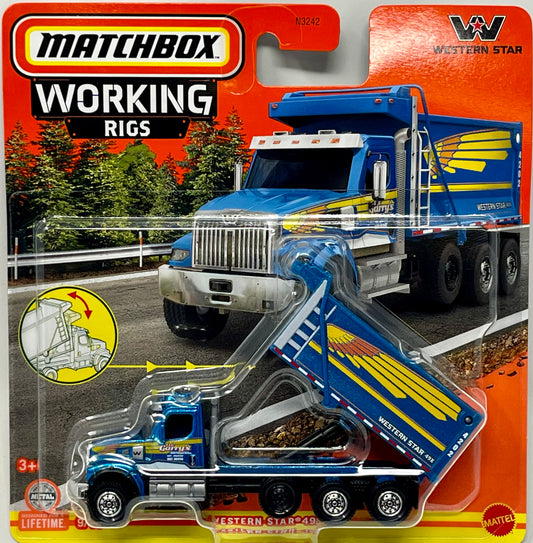 Matchbox Blue Western Star 49X Dump Truck Tri Axle  Working Rigs 9/16