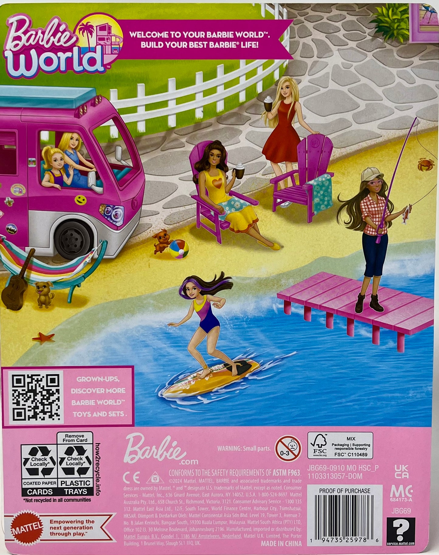 Barbie World Pink Chair Playset with 6 Accessories Including Furniture, Blankets, & Mugs