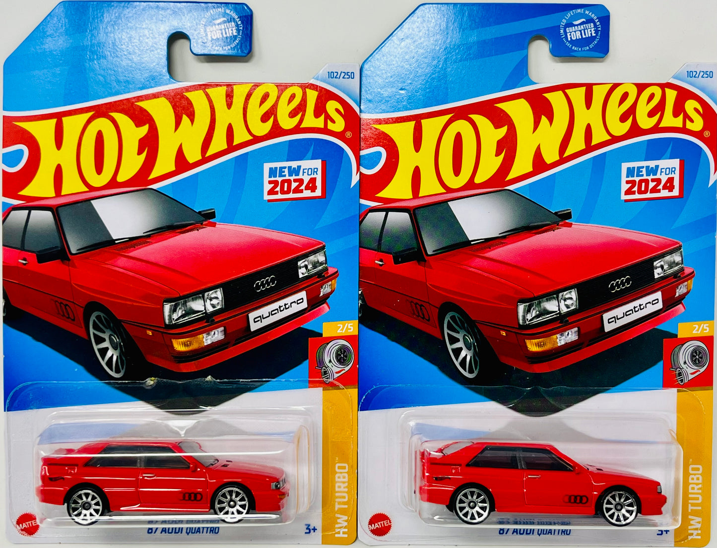 Two Hot Wheels HW Turbo 87 Audi Quattro Red