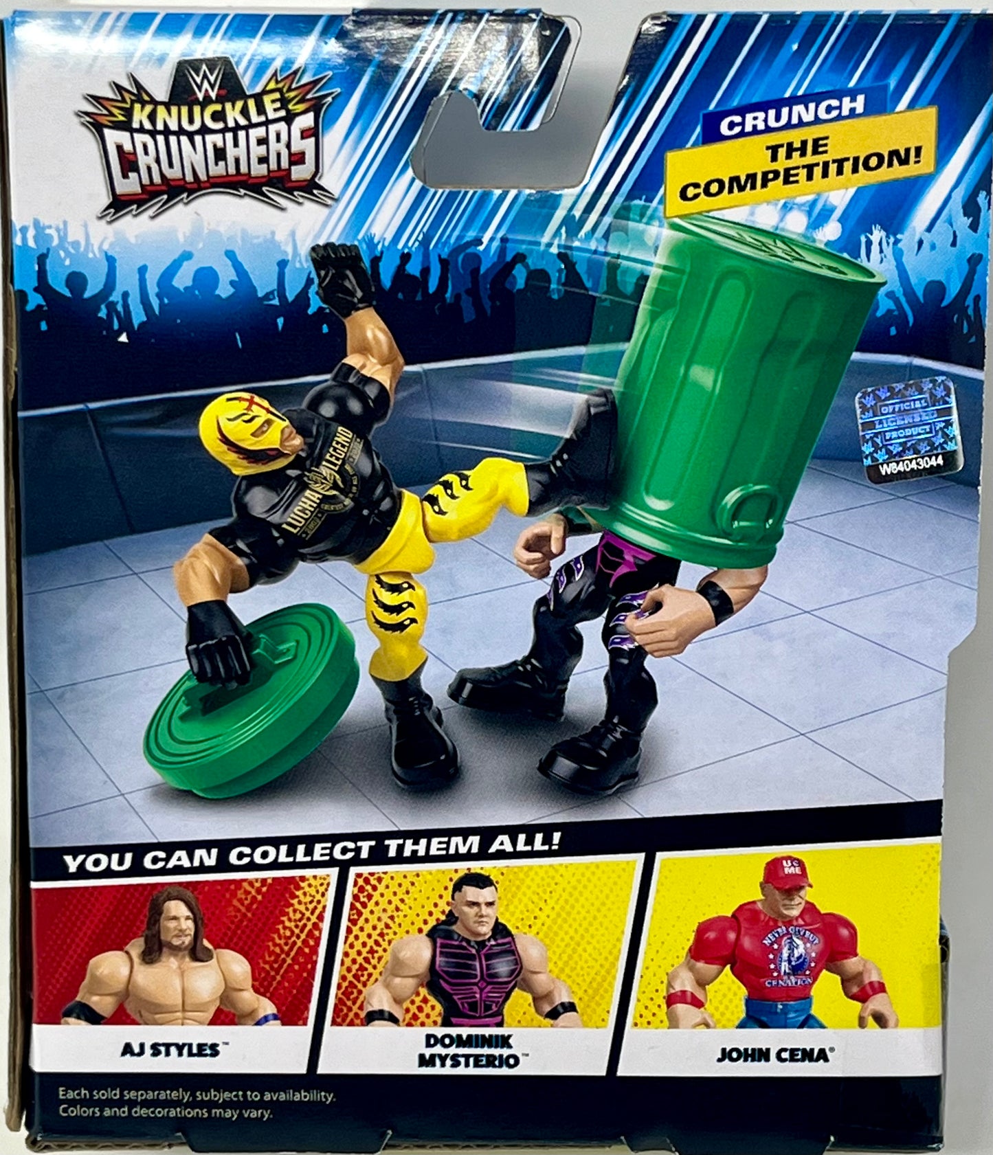 WWE Knuckle Crunchers Rey Mysterio Action Figure & Accessories, Bone-Crunching Movement, 3.25-inch