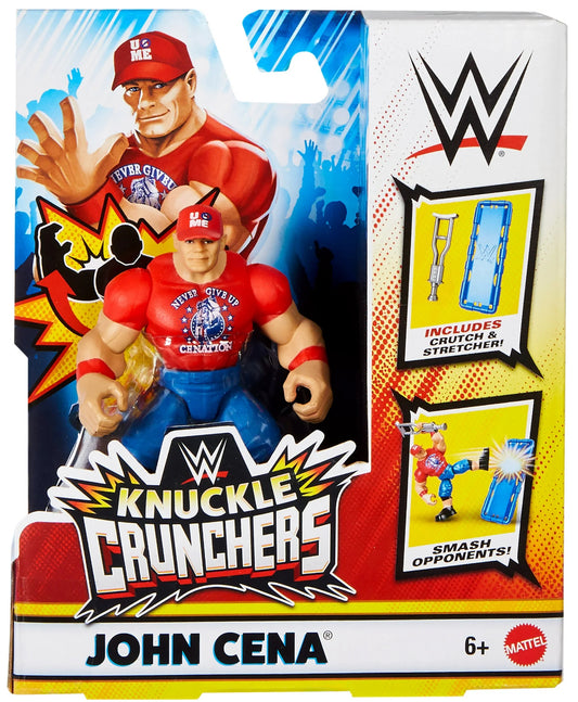 WWE Knuckle Crunchers John Cena Action Figure & Accessories, Bone-Crunching Movement, 3.25-inch