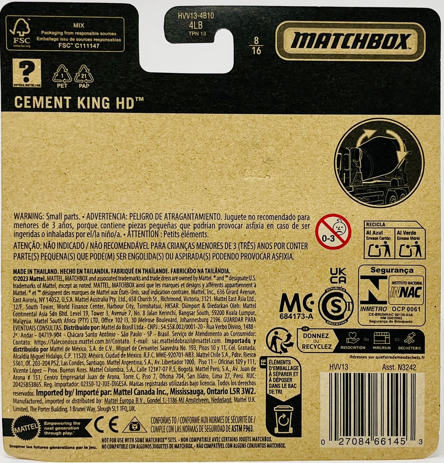 Matchbox Cement King HD White & Gray