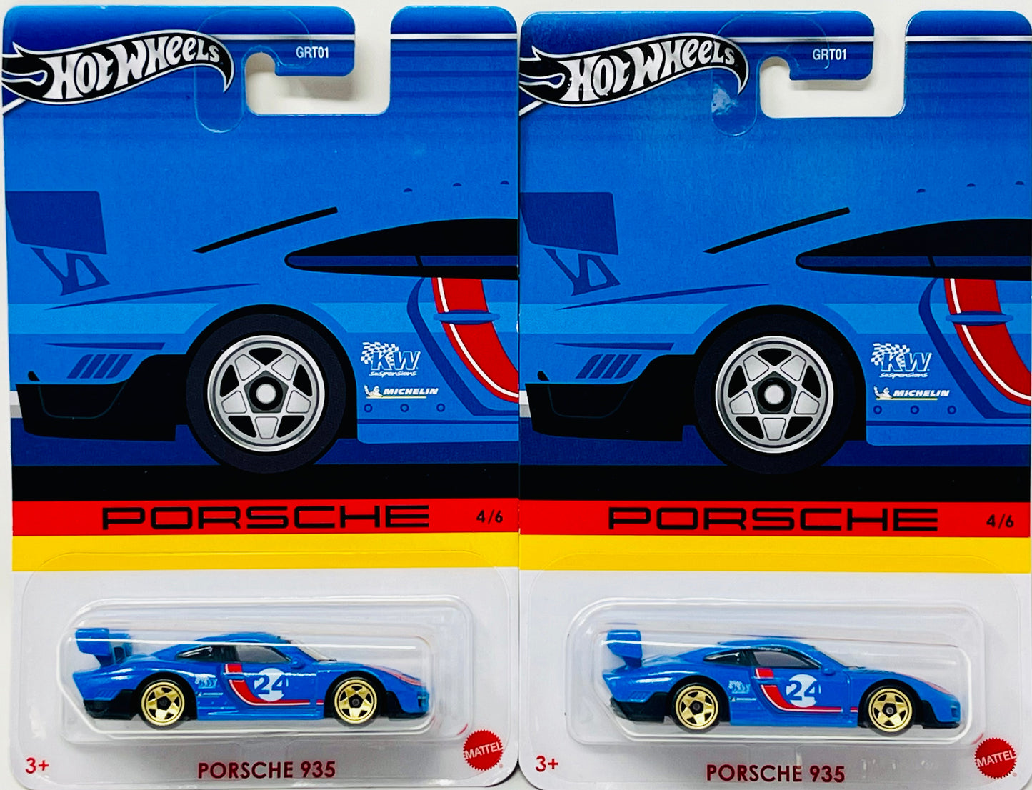 Two 2024 Hot Wheels Porsche Series 4/6 Porsche 935 Blue