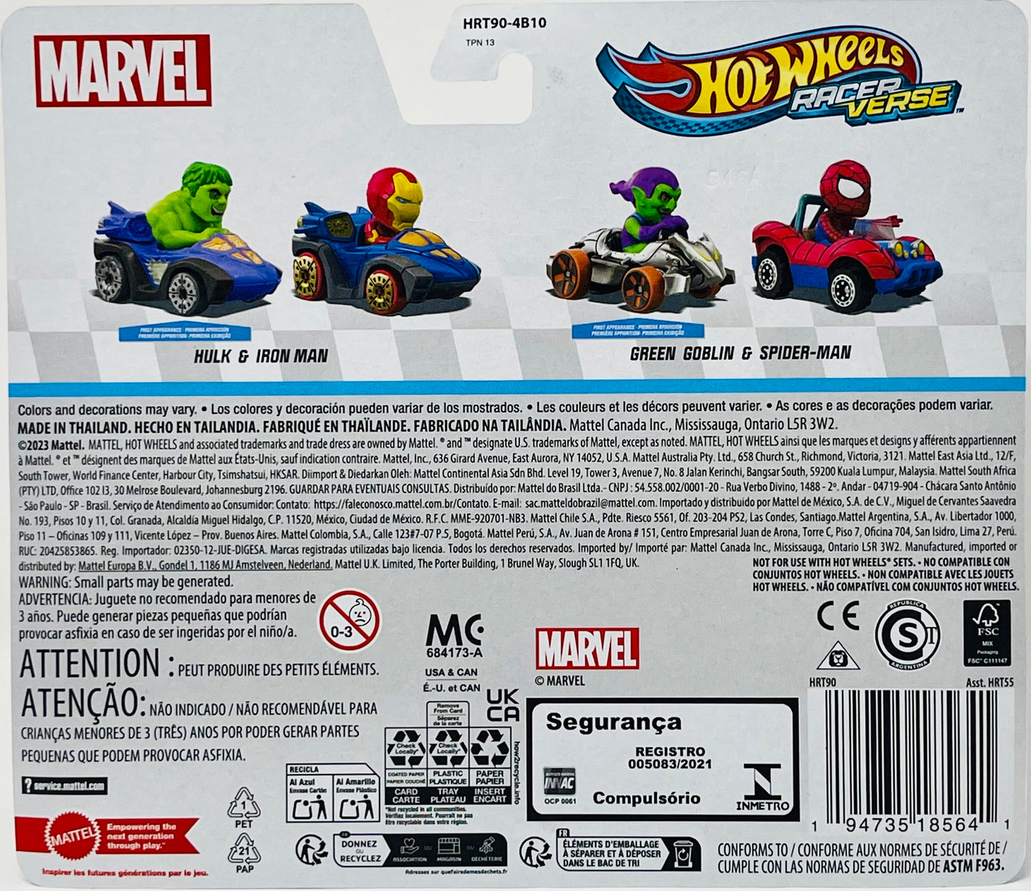 Hot Wheels Racer Verse Marvel Green Goblin & Spider-Man 2 Pack