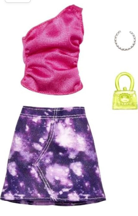 Barbie Clothing Fashion Pack Top & Purple Denim Skirt Bag Necklace