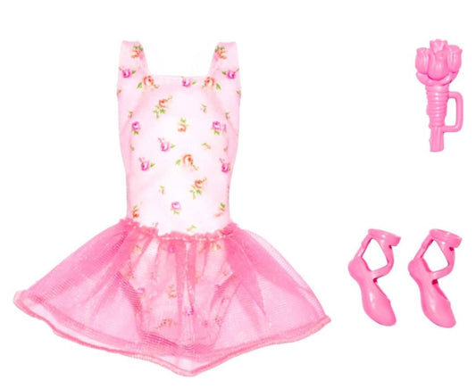 Pink Tutu flowers and Ballet Shoes Barbie Clothes Set Outfit Fun Mattel