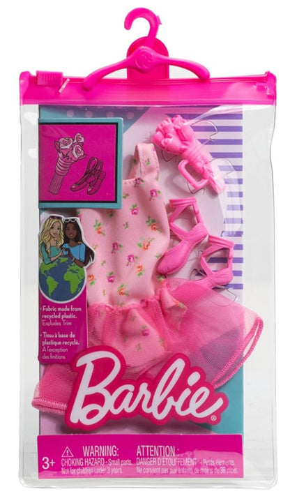 Pink Tutu flowers and Ballet Shoes Barbie Clothes Set Outfit Fun Mattel