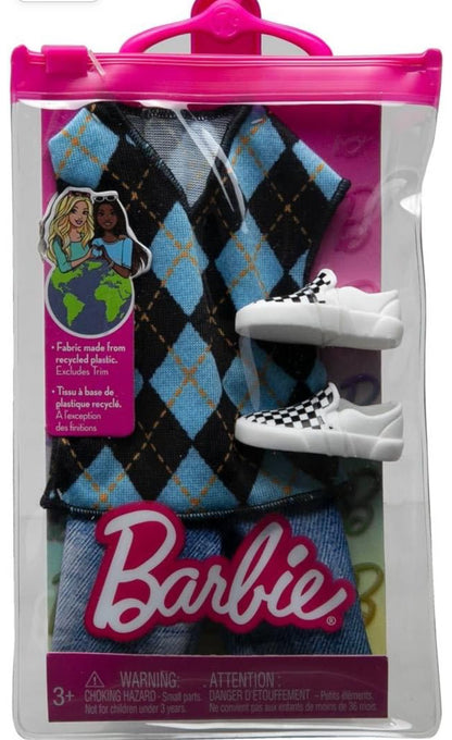 Barbie Ken Fashion Argyle Vest & Jean Shorts