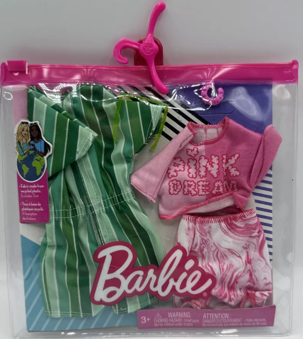 Barbie Clothing 2 Fashions Pack Pink Dream T-shirt Skirt Green Jumper Outfits