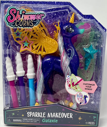 Just Play Shimmer Corns Sparkle Makeover Purple Unicorn Galaxie Figure Activity Set